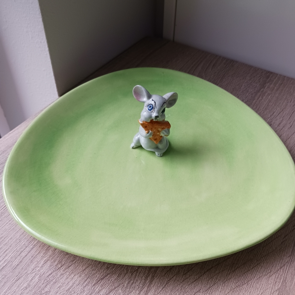 π· Whimsical Vintage Ceramic Mouse Trinket Tray / Cheese Plate π π§ - Picture 3 of 14